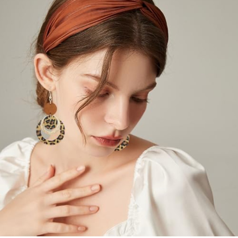 Stylish Brown and Leopard Print Earrings
